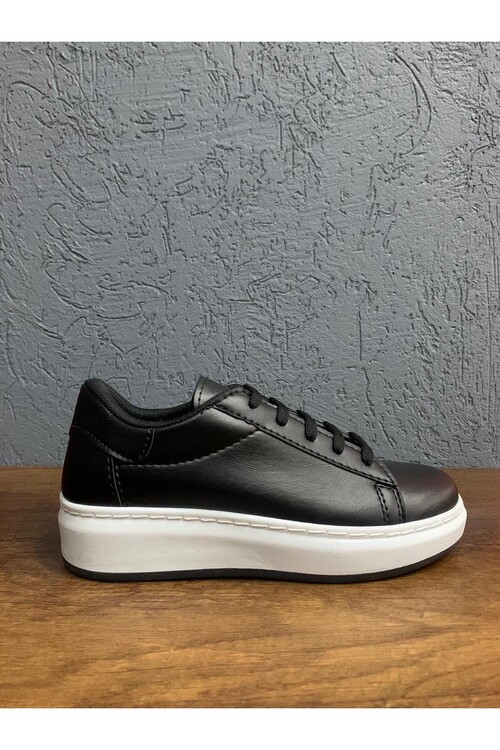 Modatalika Kadın Bağcıklı Termo Taban Sneaker Deri Spor Ayakkabı