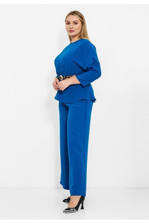 Modatalika Kadın Büyük Beden Geniş Paçalı Alt Üst İkili Takım