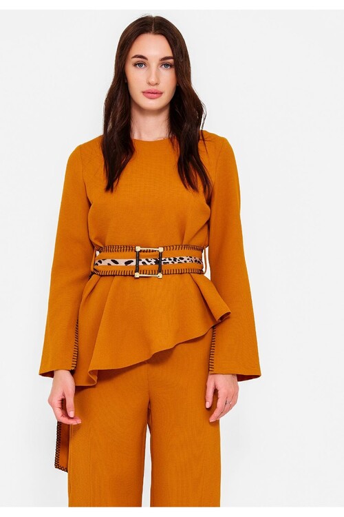 Modatalika Kadın Kemerli  Asimetrik Kesim Alt Üst Takım