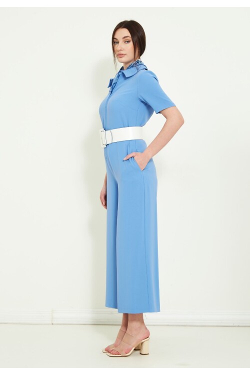 Modatalika Kadın Kısa Kollu Bol Paça Tulum