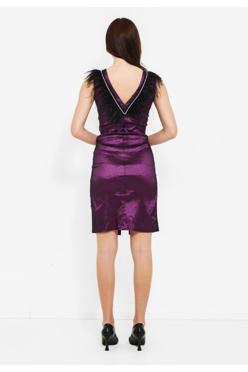 Modatalika  Kadın Önden Büzgülü Yırtmaçlı Elbise