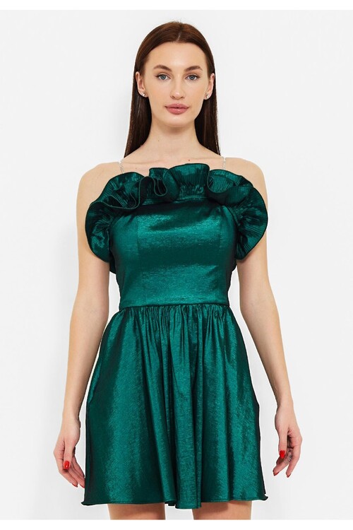 Modatalika Kadın Volanlı Tasarım Kısa Elbise