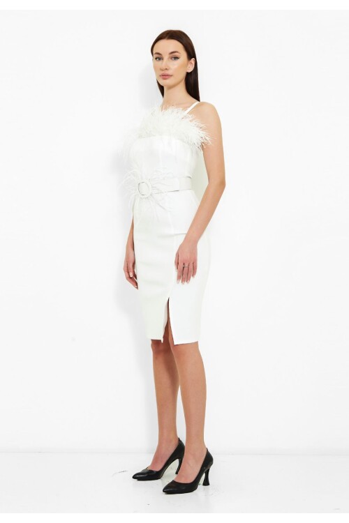 Modatalika Kadın Orijinal Tüy Tasarım Gece Elbisesi