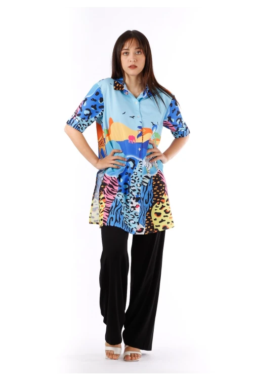 Modatalika Kadın Renkli Desenli Tunik