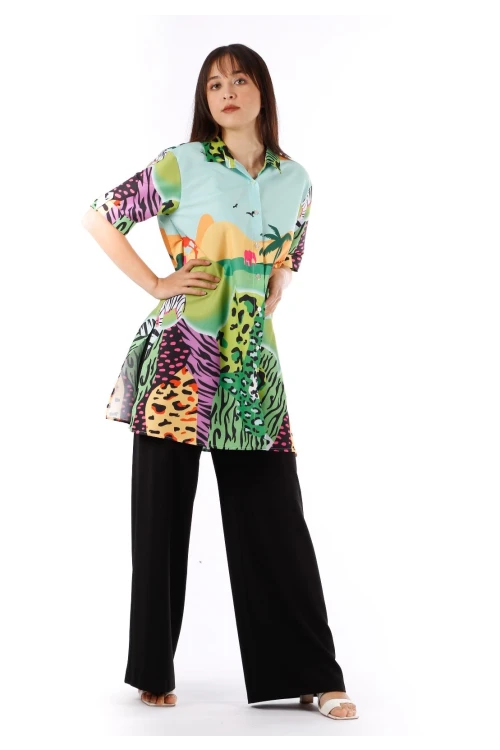 Modatalika Kadın Renkli Desenli Tunik