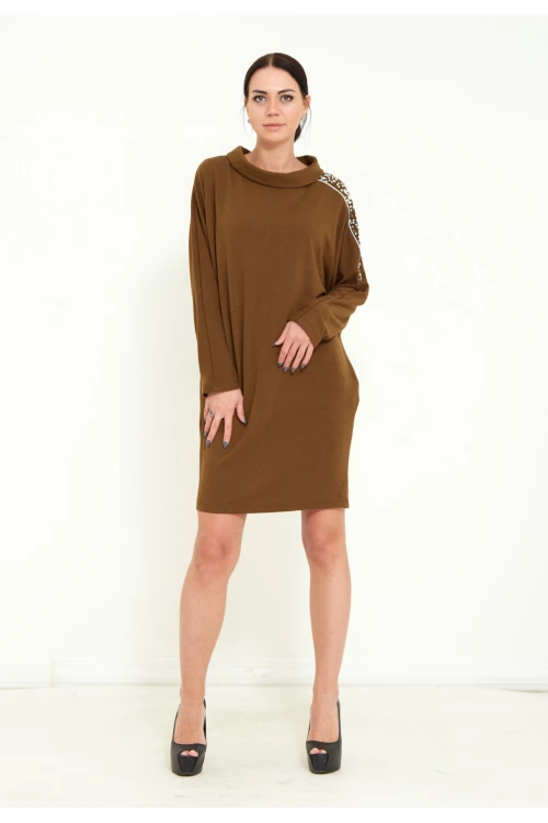 Modatalika Kadın Triko Taş İşlemeli Tasarım Midi Elbise