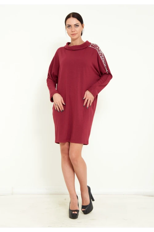 Modatalika Kadın Triko Taş İşlemeli Tasarım Midi Elbise