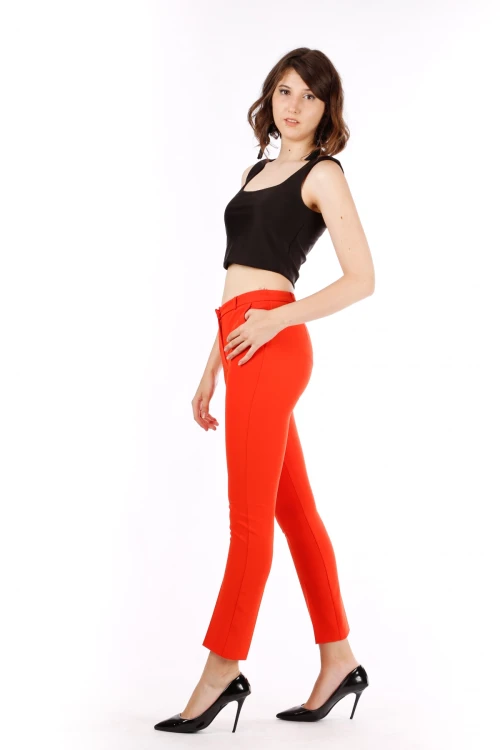 Modatalika Kadın Yüksek Bel Bilek Boy Düz Kesim Pantolon