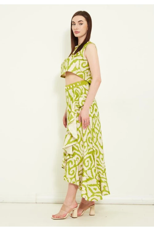 Modatalika  Keten  Etekli Crop Takım