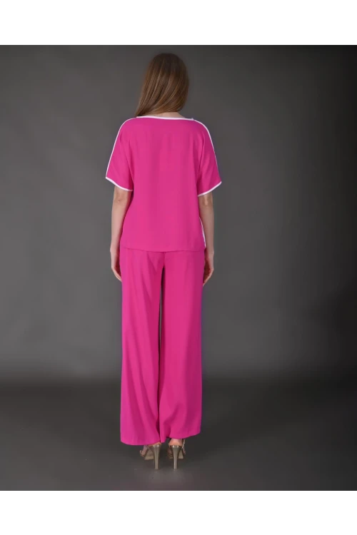 Modatalika Kadın Biye Detaylı Krep Kumaş Yeni Sezon İkili Takım