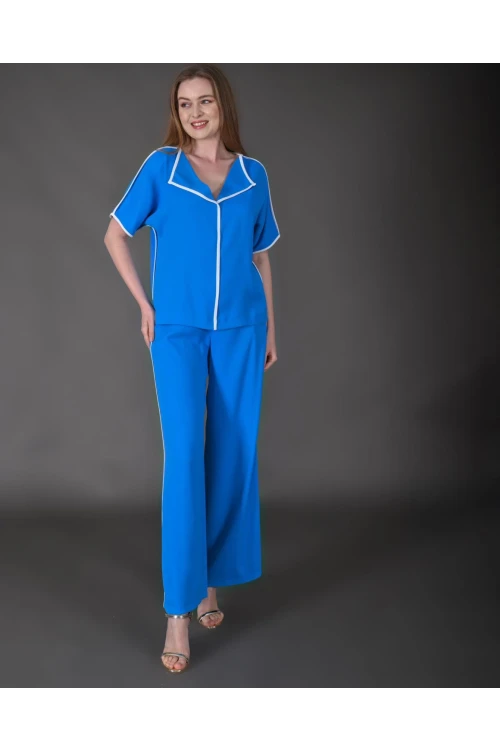 Modatalika Kadın Biye Detaylı Krep Kumaş Yeni Sezon İkili Takım