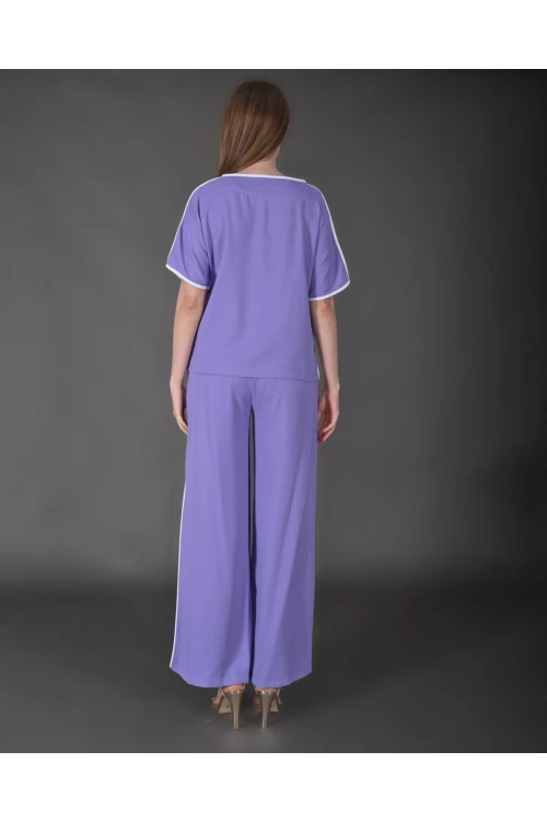 Modatalika Kadın Biye Detaylı Krep Kumaş Yeni Sezon İkili Takım