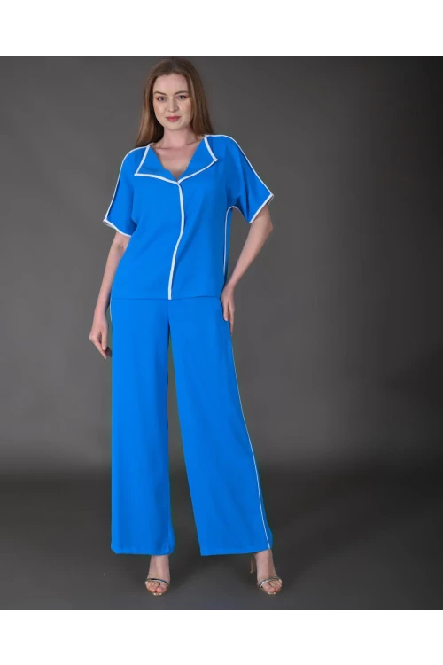 Modatalika Kadın Biye Detaylı Krep Kumaş Yeni Sezon İkili Takım