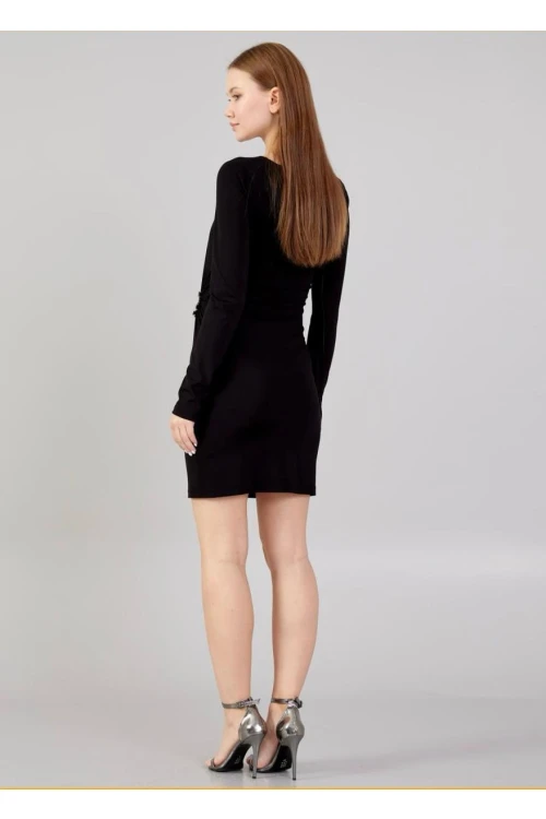 Modatalika Kadın Mini Taş Detaylı Uzun Kol Şık Mini Elbise