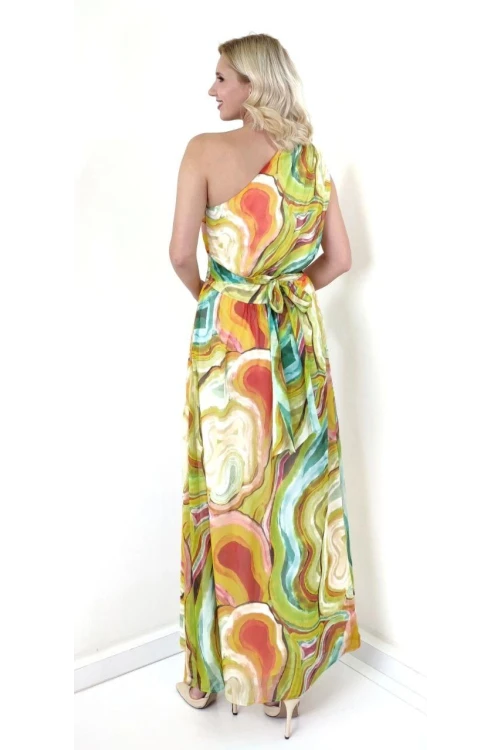 Modatalika Kadın Uzun Şifon Kumaş Özel Dijital Baskılı Yeni Sezon Elbise