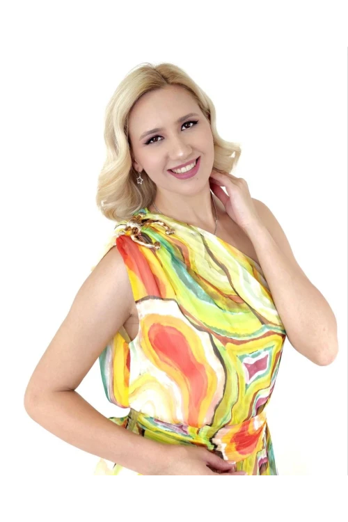 Modatalika Kadın Uzun Şifon Kumaş Özel Dijital Baskılı Yeni Sezon Elbise