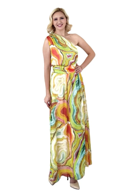 Modatalika Kadın Uzun Şifon Kumaş Özel Dijital Baskılı Yeni Sezon Elbise