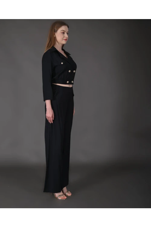 Modatalika Kadın Yeni Sezon Crop Ceket Pantolon Takım