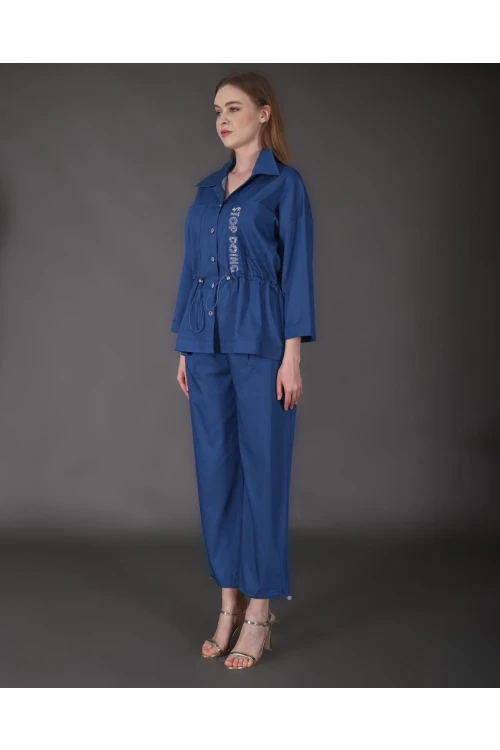 Modatalika Kadın Yeni Sezon Denim Taş Detaylı Tunik Pantolon Spor İkili Takım