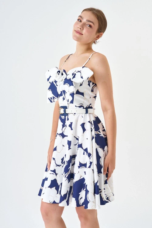 Modatalika Skuba Kumaş Mini Boy Varak Ve Dijital Baskı Detaylı Elbise