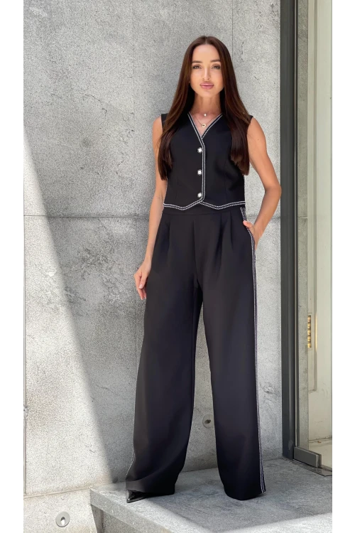 Trend Kadın Çoban Dikişli Yelek ve Pantolon Takımı ile Tarzınıza Zarif ve Hoş Bir Dokunuş Ekleyin