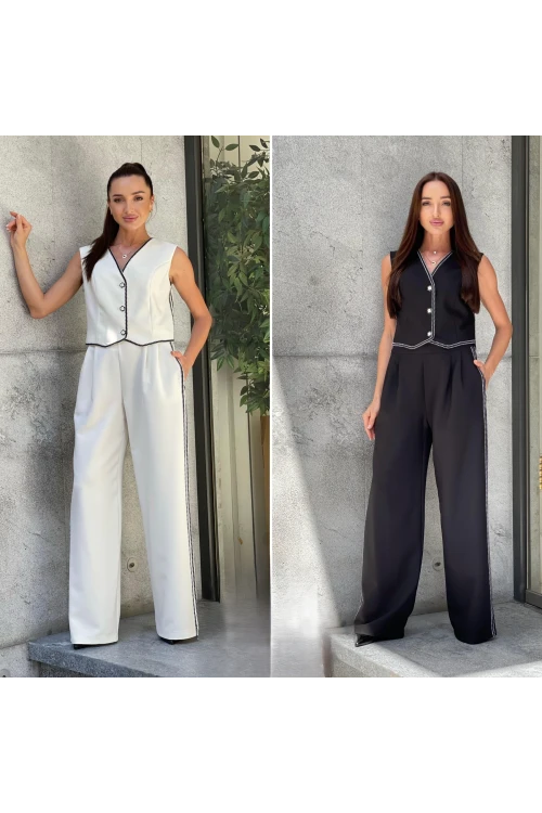 Trend Kadın Çoban Dikişli Yelek ve Pantolon Takımı ile Tarzınıza Zarif ve Hoş Bir Dokunuş Ekleyin