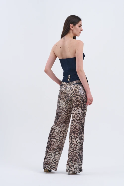 Trend Kadın Özel Tasarım Payetli Leopar İkili Takım