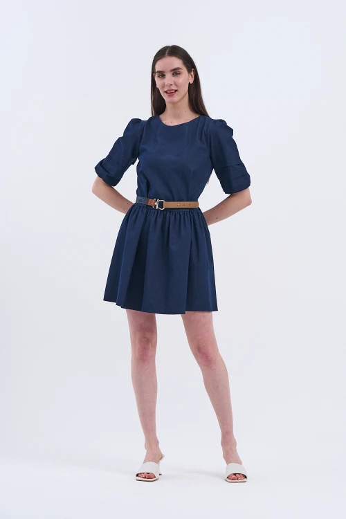 Trend Kadın  Rahatlık ve Zarafeti Buluşturan Tasarım Denim Kot Elbise