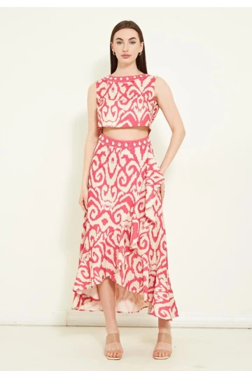 Modatalika  Keten  Etekli Crop Takım