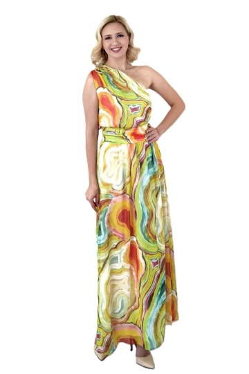 Modatalika Kadın Uzun Şifon Kumaş Özel Dijital Baskılı Yeni Sezon Elbise